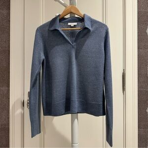 Vince wool-blend polo sweater (iris water, L)